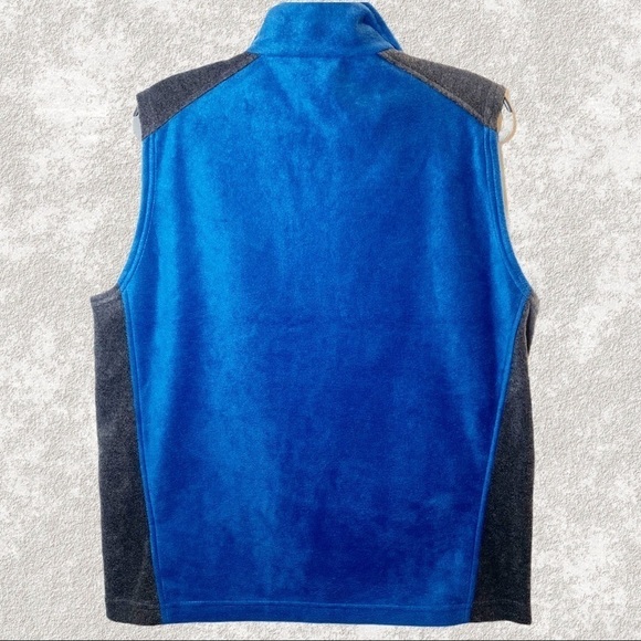 COLUMBIA Fleece Mock Neck Full Zip Blue & Black Vest, Size Medium - Picture 4 of 10